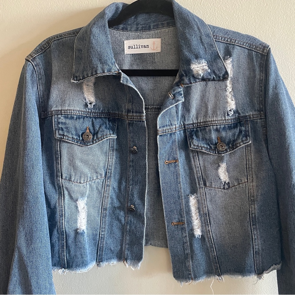 Blue Distressed Denim Jacket - Picture 2 of 2